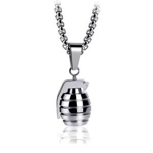 New! Stainless Steel Grenade Pendant Necklace Box Chain